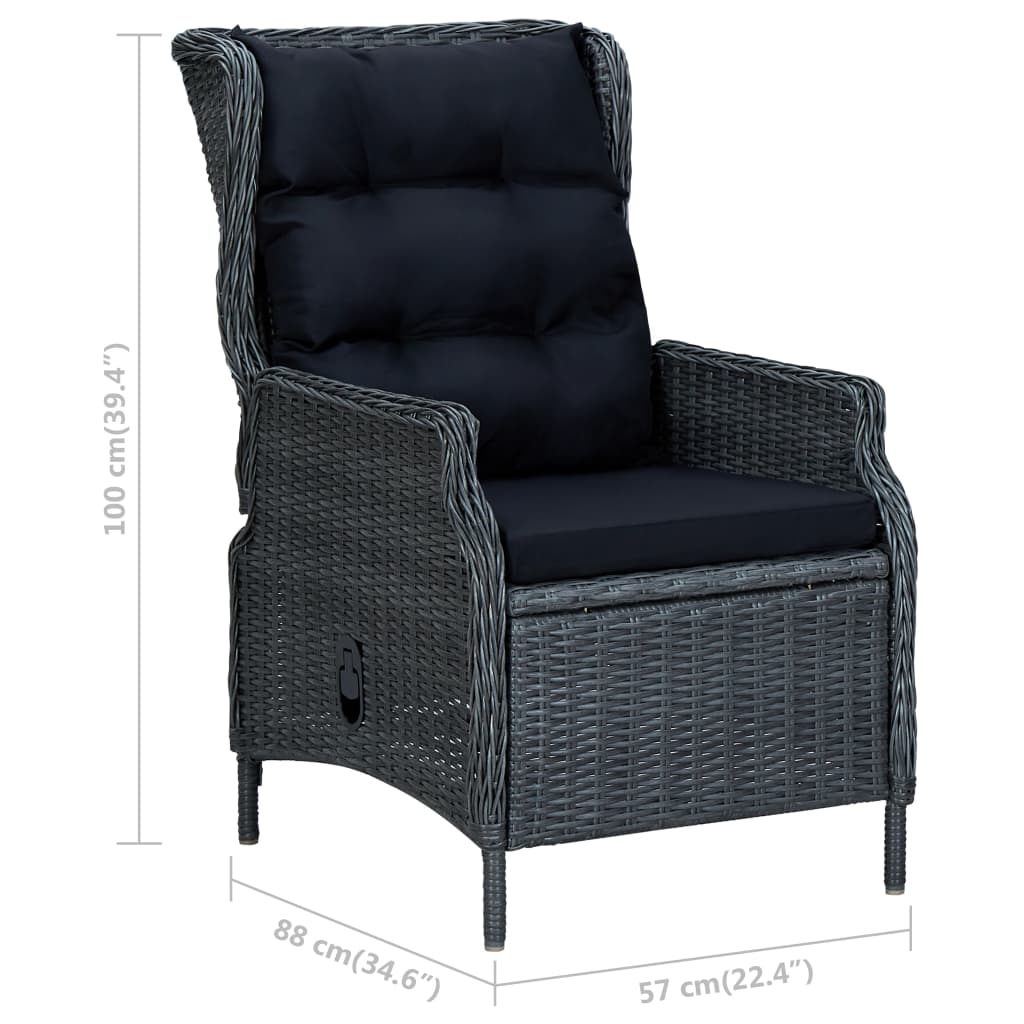 9-dijelni vrtni blagovaonski set od poliratana tamnosivi