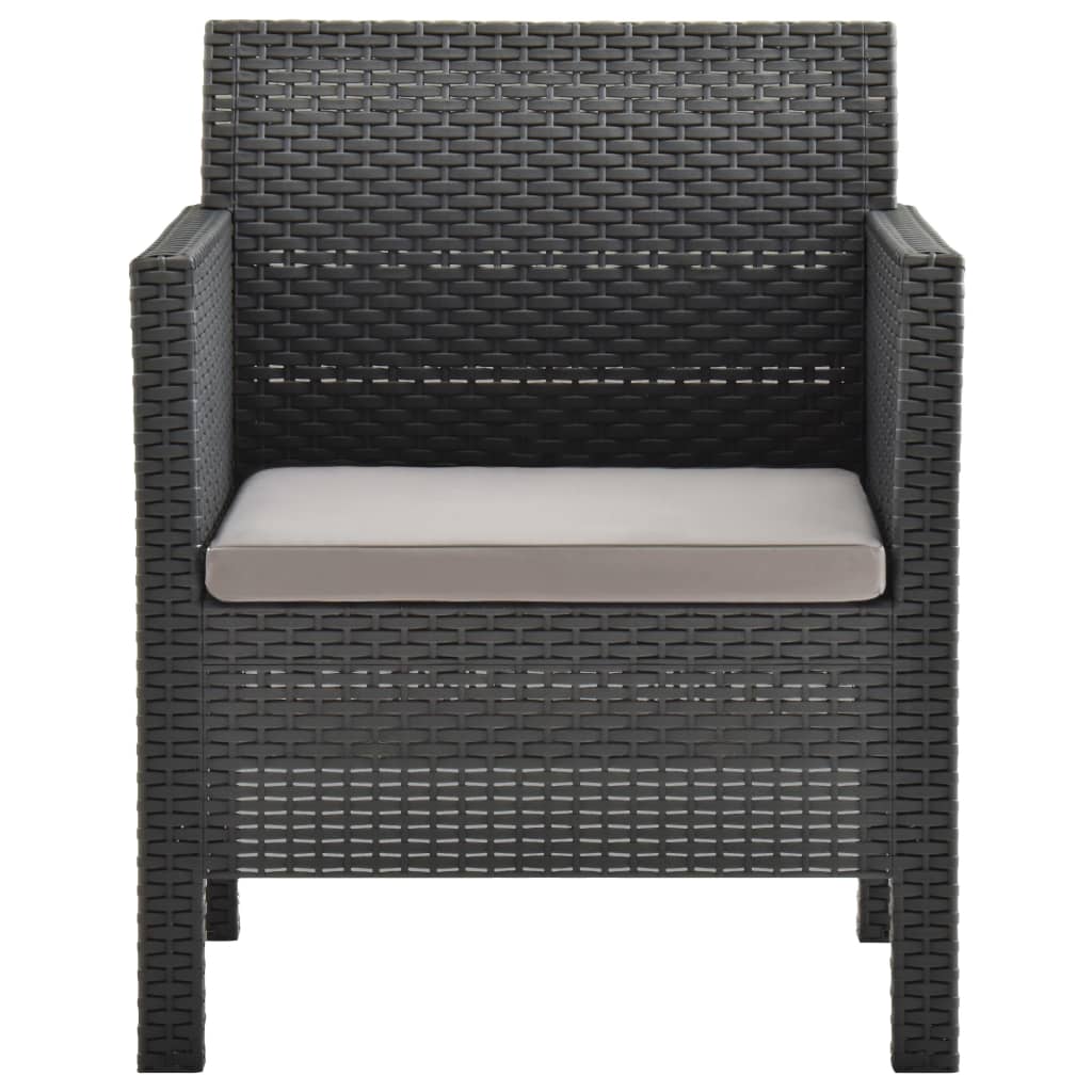Vrtna stolica s jastukom antracit boje 63x65x76 cm PP ratan