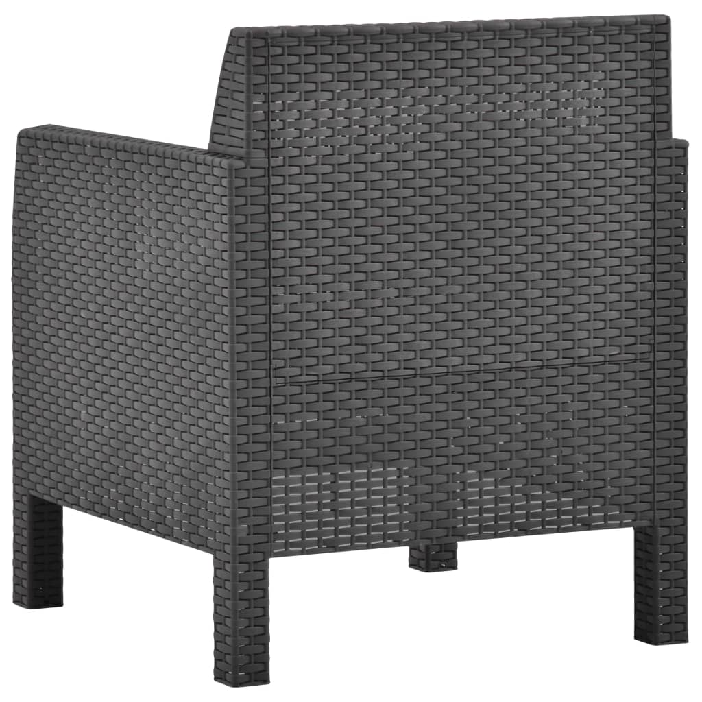 Vrtna stolica s jastukom antracit boje 63x65x76 cm PP ratan