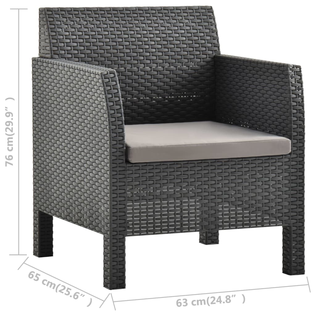 Vrtna stolica s jastukom antracit boje 63x65x76 cm PP ratan