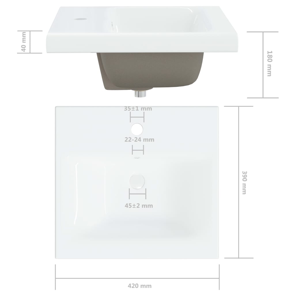 Ugradbeni umivaonik sa slavinom 42x39x18 cm keramički bijeli