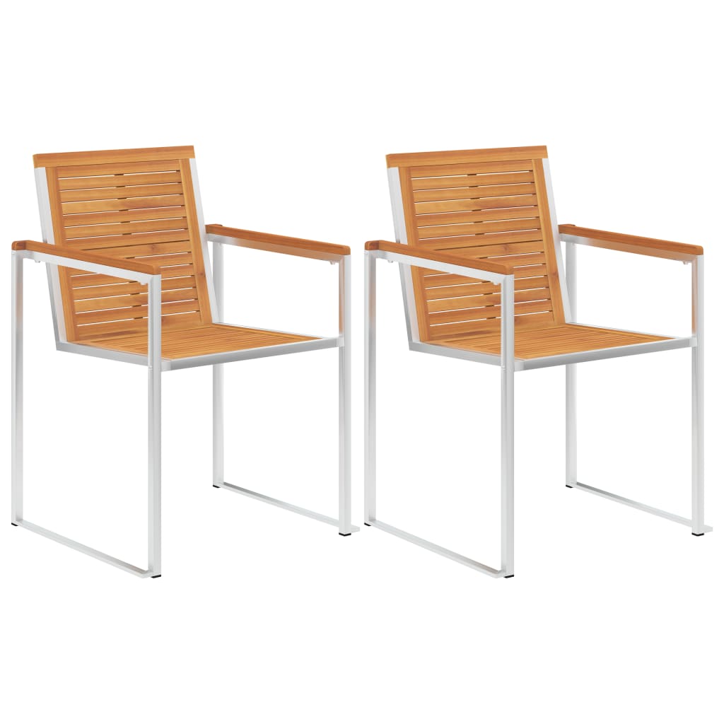 Vrtne stolice s jastucima 2 kom od bagremovog drva i čelika