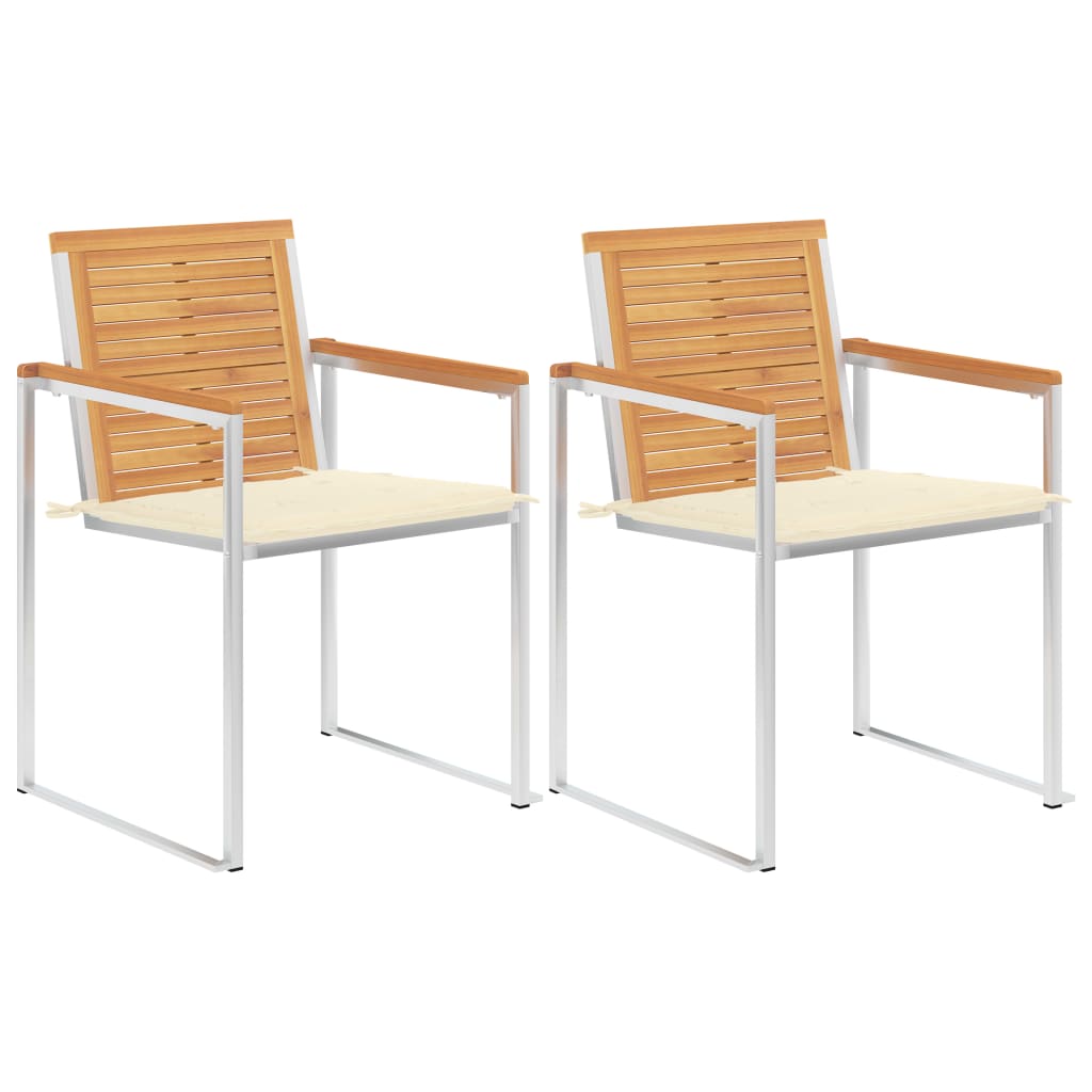 Vrtne stolice s jastucima 2 kom od masivne tikovine i čelika