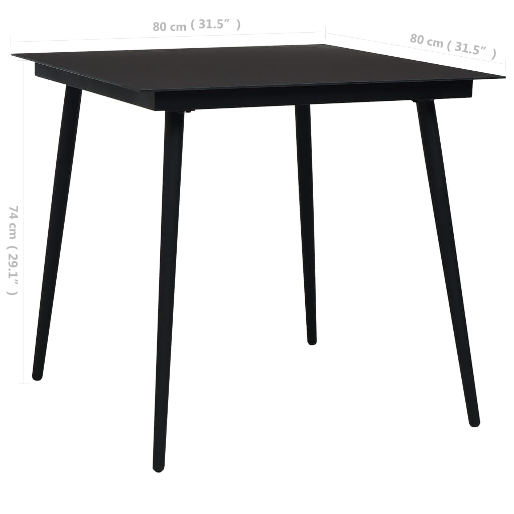 5-dijelni vrtni blagovaonski set od PVC ratana crni
