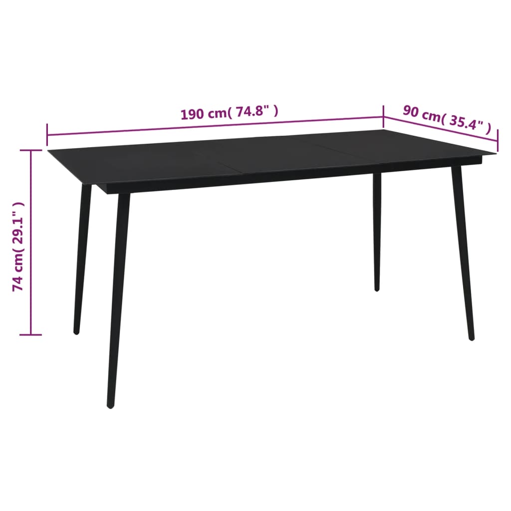 9-dijelni vrtni blagovaonski set od PVC ratana crni