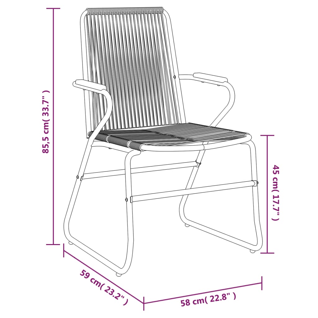 3-dijelni vrtni blagovaonski set od PVC ratana crni