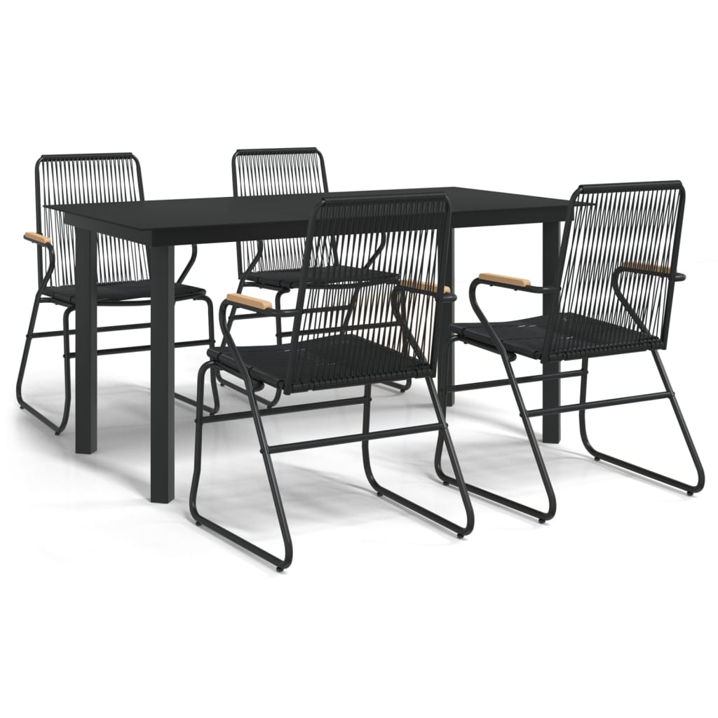 5-dijelni vrtni blagovaonski set od PVC ratana crni