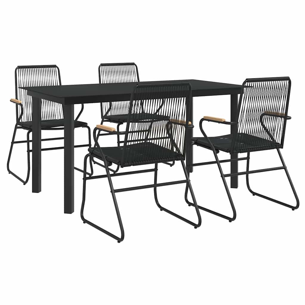 5-dijelni vrtni blagovaonski set od PVC ratana crni Crna