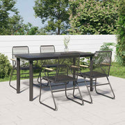 5-dijelni vrtni blagovaonski set od PVC ratana crni Crna