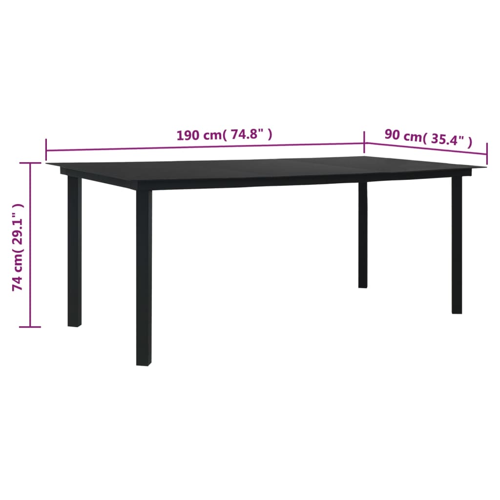 9-dijelni vrtni blagovaonski set od PVC ratana crni
