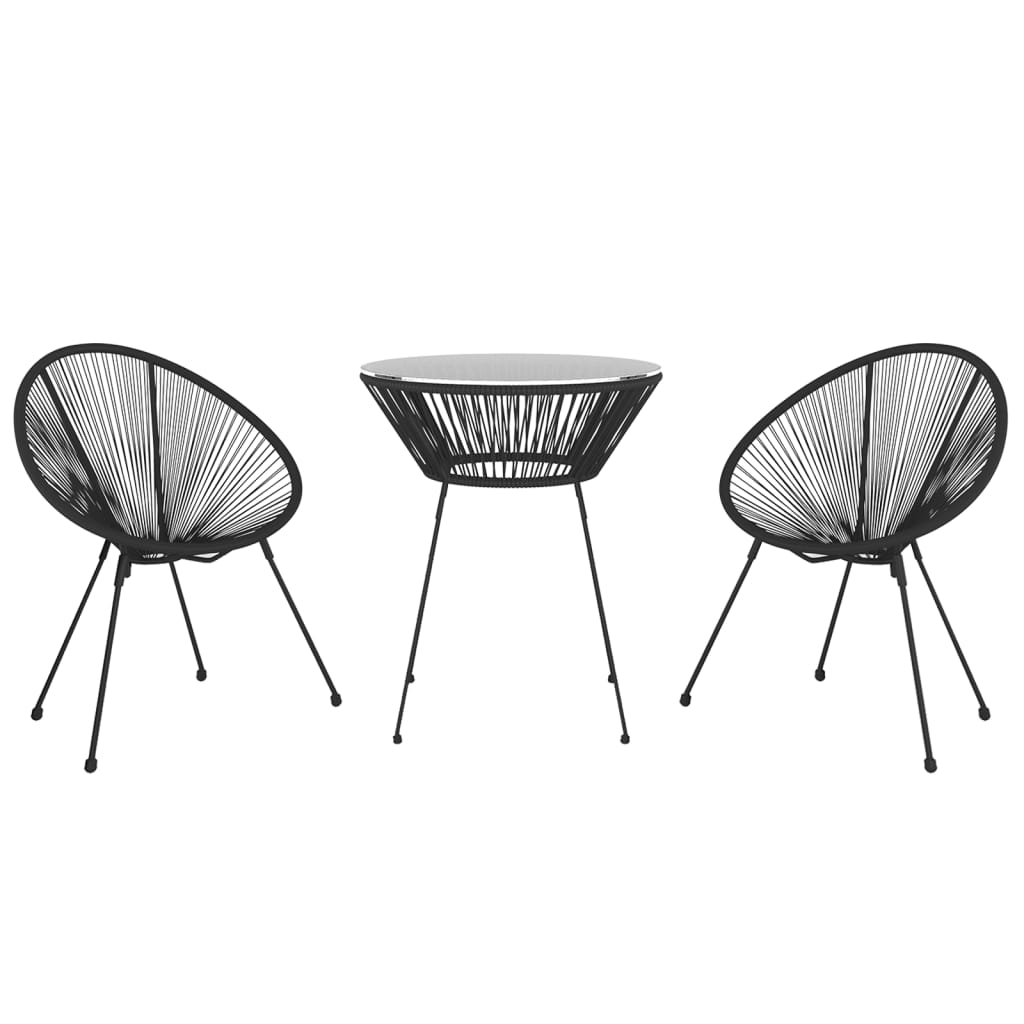 3-dijelni vanjski blagovaonski set od PVC ratana crni