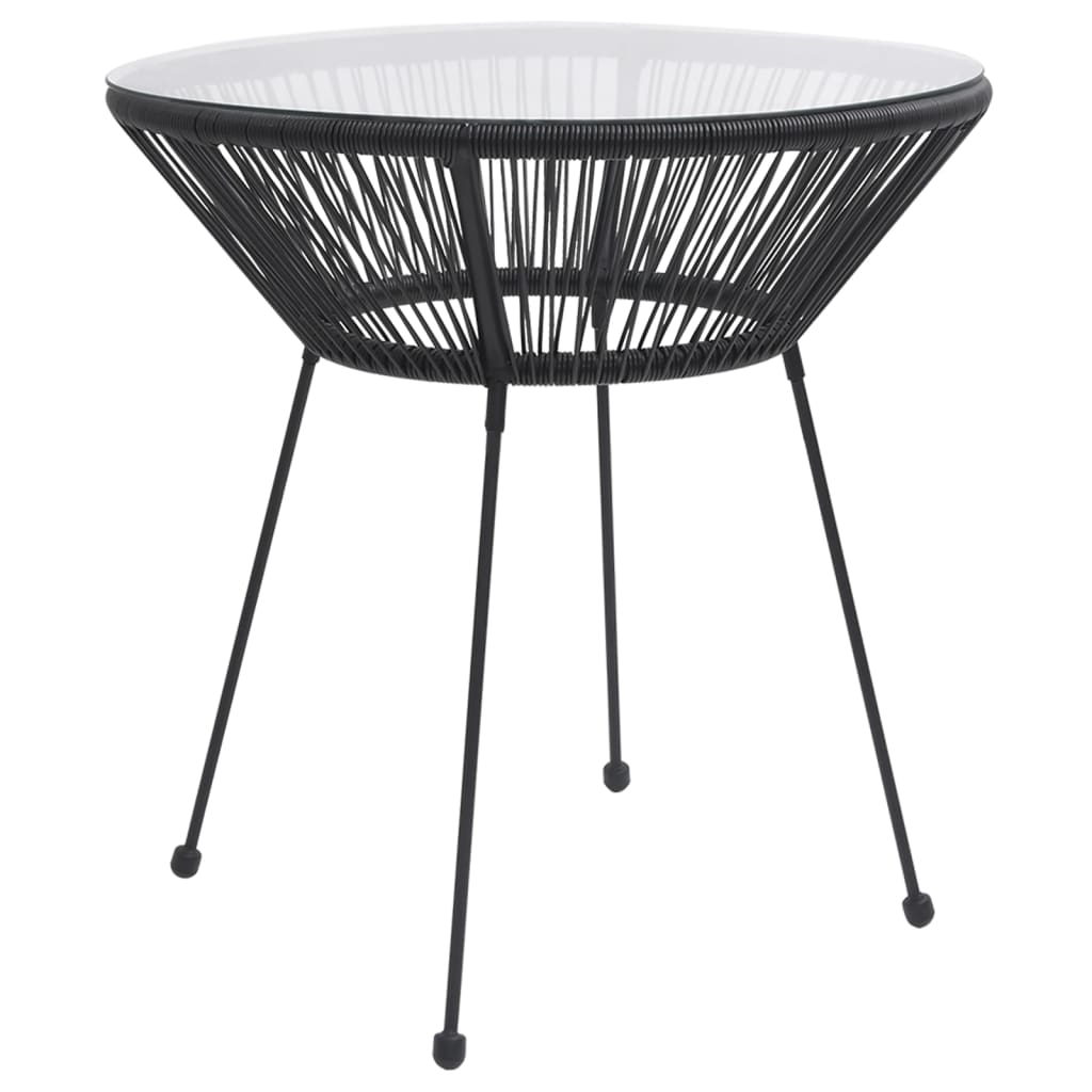 3-dijelni vanjski blagovaonski set od PVC ratana crni