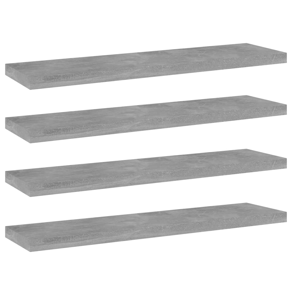 Police za knjige 4 kom siva boja betona 40x10x1,5 cm drvene
