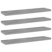 Police za knjige 4 kom siva boja betona 40x10x1,5 cm drvene