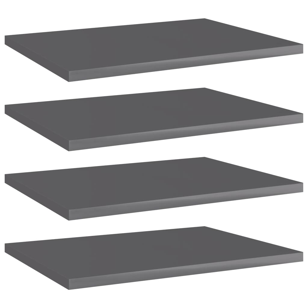 Police za knjige 4 kom visoki sjaj sive 40x30x1,5 cm od iverice
