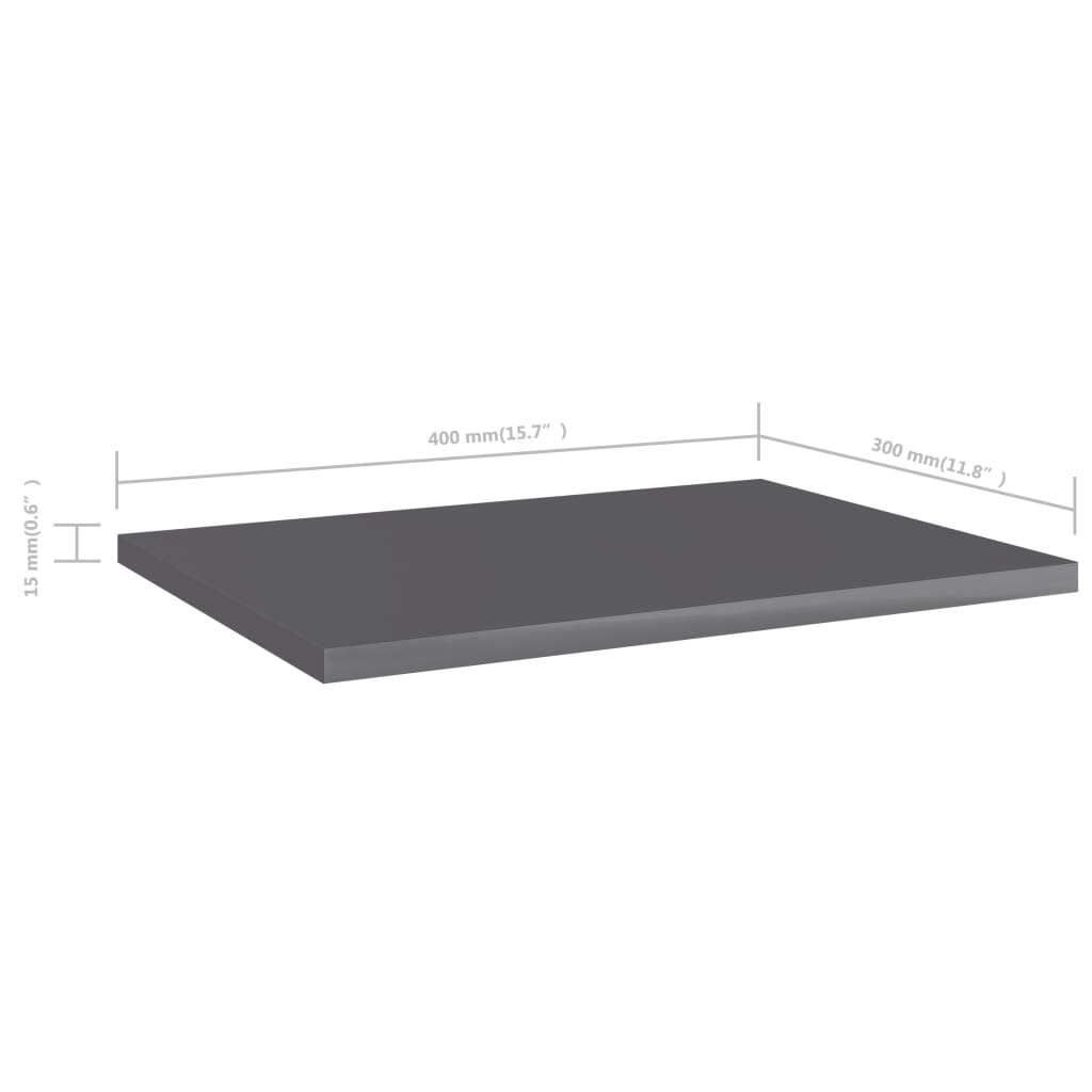 Police za knjige 4 kom visoki sjaj sive 40x30x1,5 cm od iverice