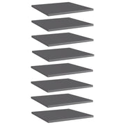 Police za knjige 8 kom visoki sjaj sive 40 x 40 x 1,5 cm drvene