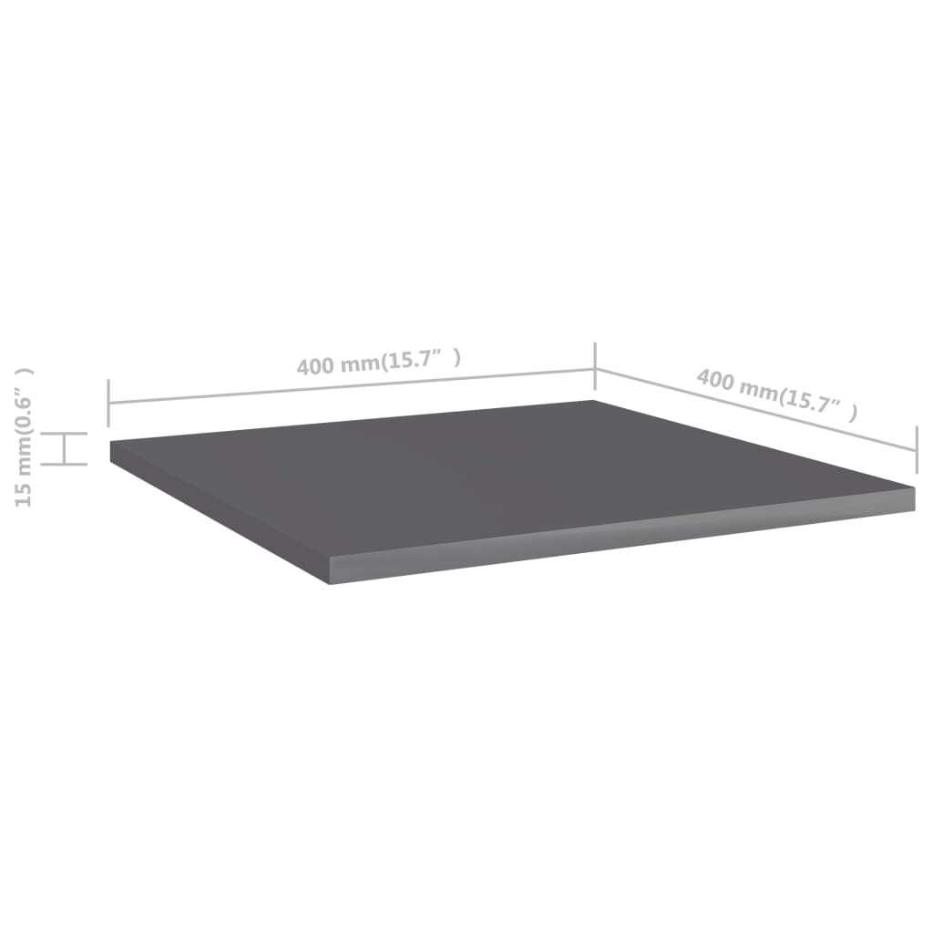 Police za knjige 8 kom visoki sjaj sive 40 x 40 x 1,5 cm drvene