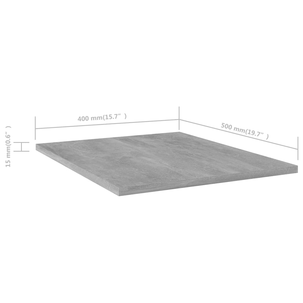 Police za knjige 4 kom siva boja betona 40 x 50 x 1,5 cm drvene