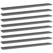 Police za knjige 8 kom visoki sjaj sive 80x10x1,5 cm od iverice