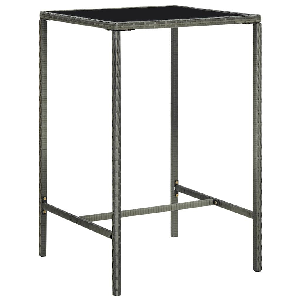 5-dijelni vrtni barski set od poliratana s jastucima sivi Siva 70 cm table length