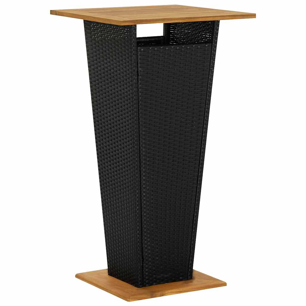 5-dijelni vrtni barski set od poliratana s jastucima crni Crna 60 cm table length