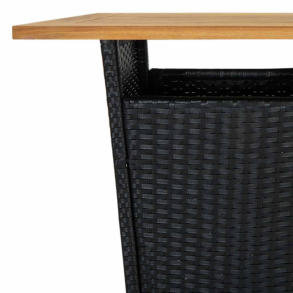 5-dijelni vrtni barski set od poliratana s jastucima crni Crna 60 cm table length