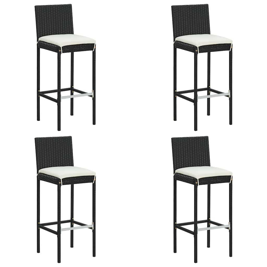5-dijelni vrtni barski set od poliratana s jastucima crni Crna 60 cm table length