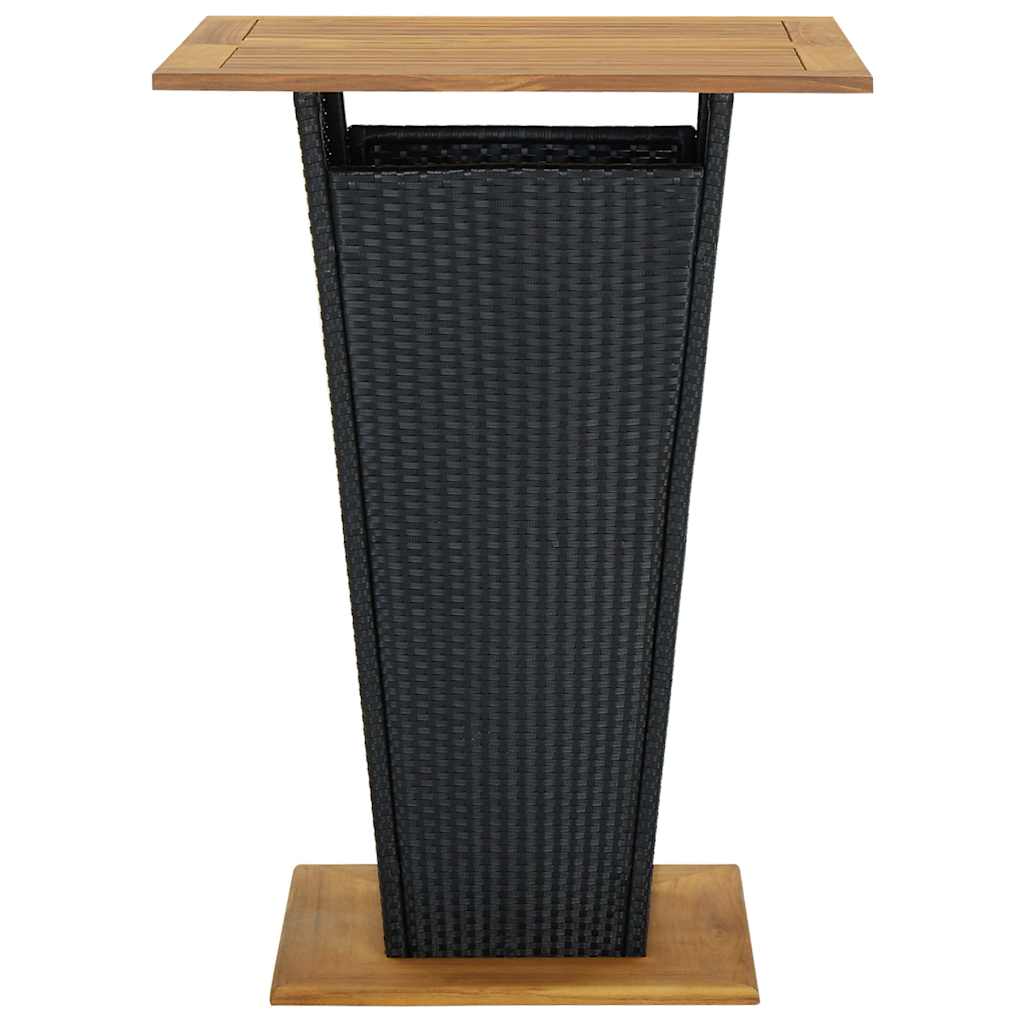 5-dijelni vrtni barski set od poliratana s jastucima crni Crna 80 cm table length