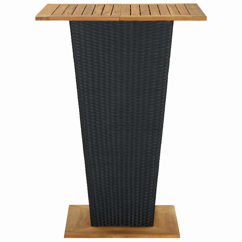5-dijelni vrtni barski set od poliratana s jastucima crni Crna 80 cm table length