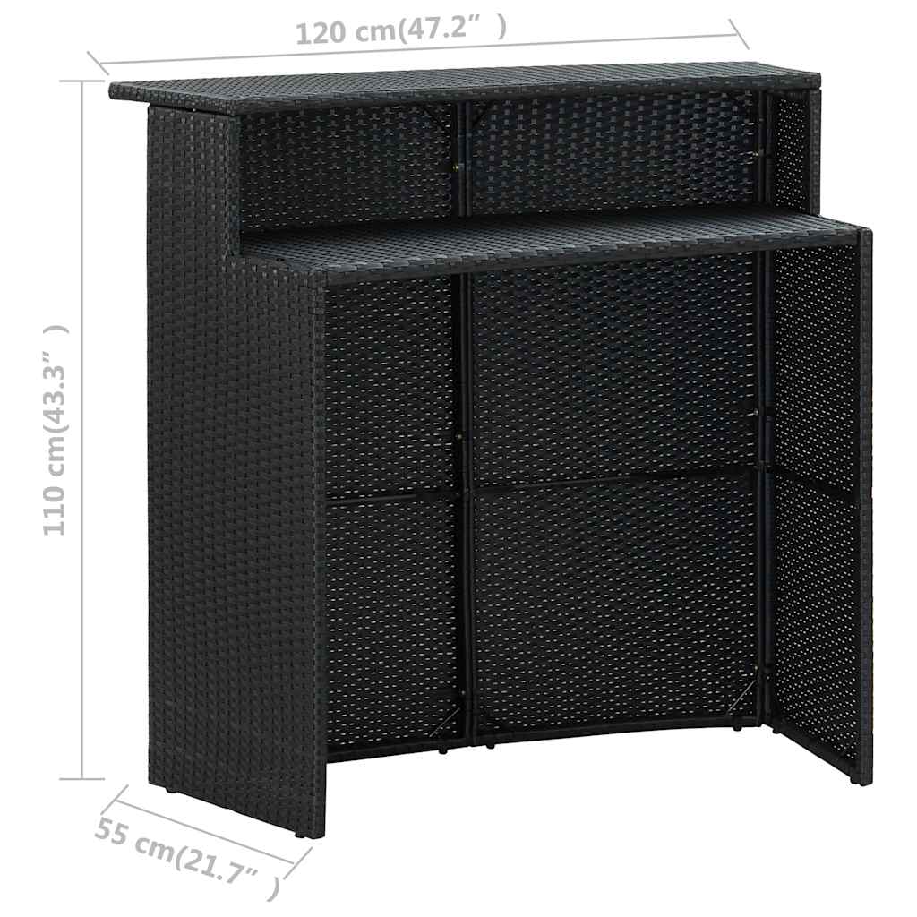 4-dijelni vrtni barski set s jastucima crni