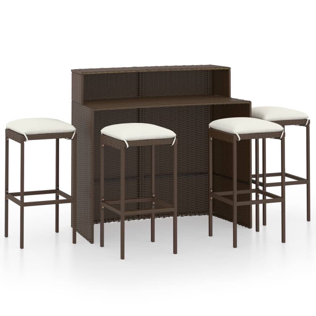 5-dijelni vrtni barski set s jastucima smeđi