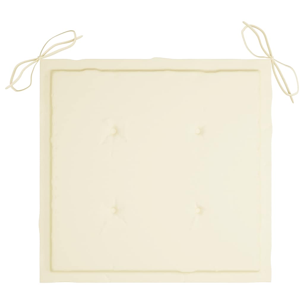 Vrtne stolice s krem jastucima 2 kom od masivne tikovine
