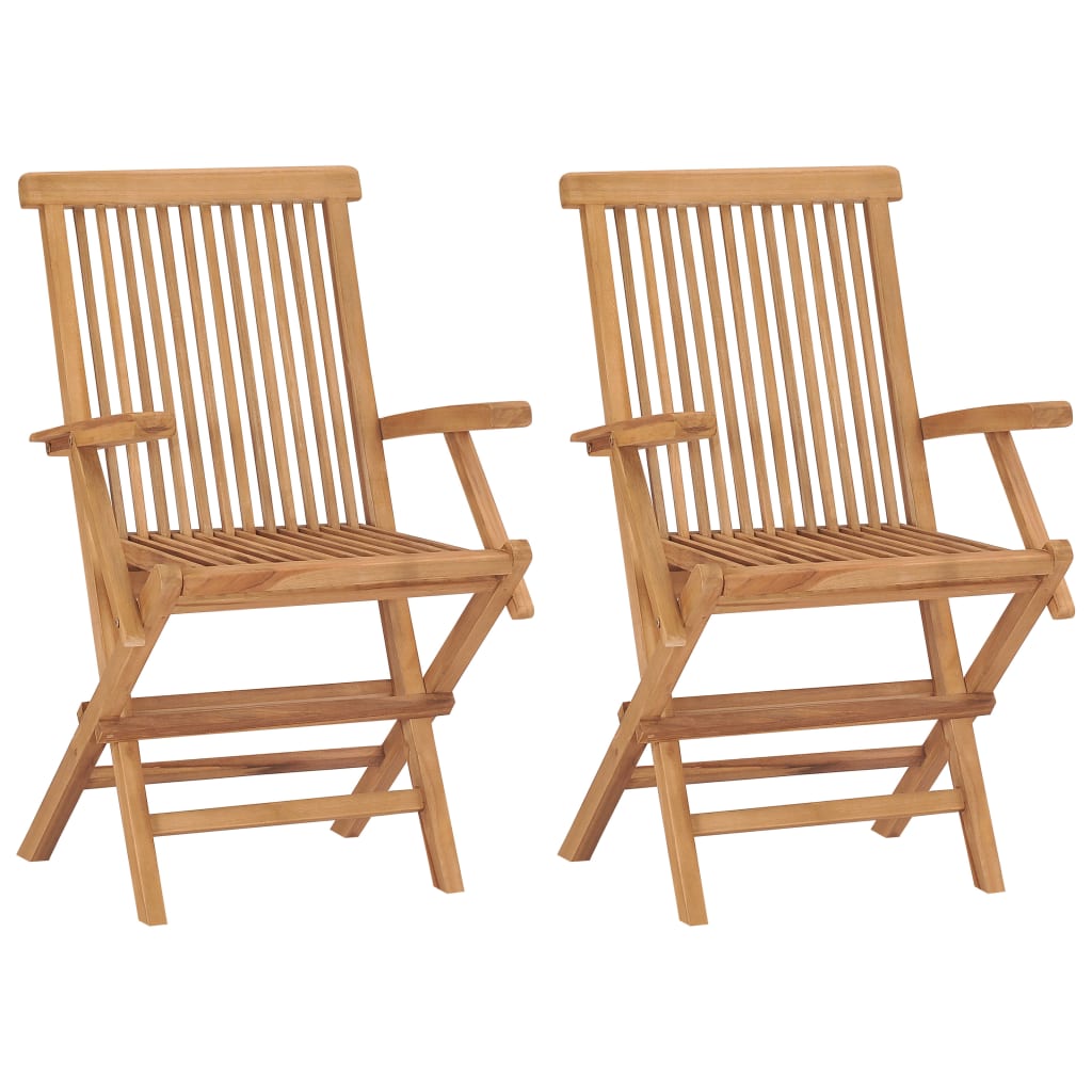 Vrtne stolice s crvenim jastucima 2 kom od masivne tikovine