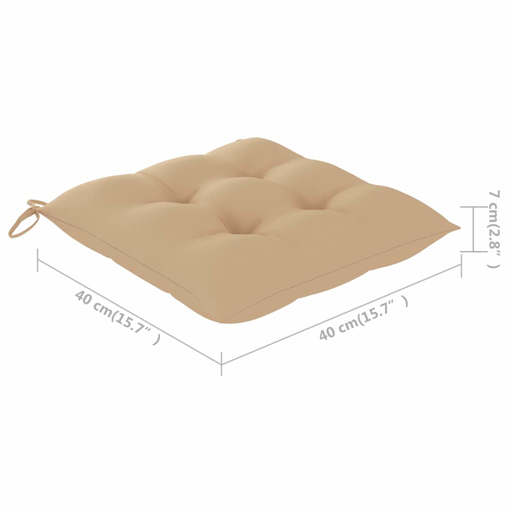 Vrtne stolice s bež jastucima 3 kom od masivne tikovine
