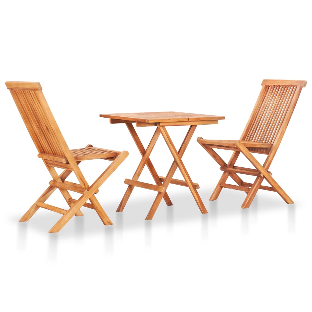3-dijelni bistro set s crnim jastucima od masivne tikovine