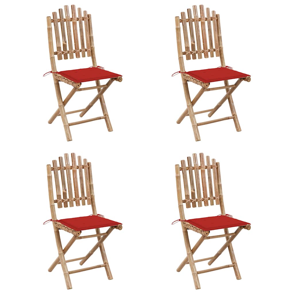 5-dijelni sklopivi vrtni blagovaonski set od bambusa Crvena 40 x 40 x 4 cm