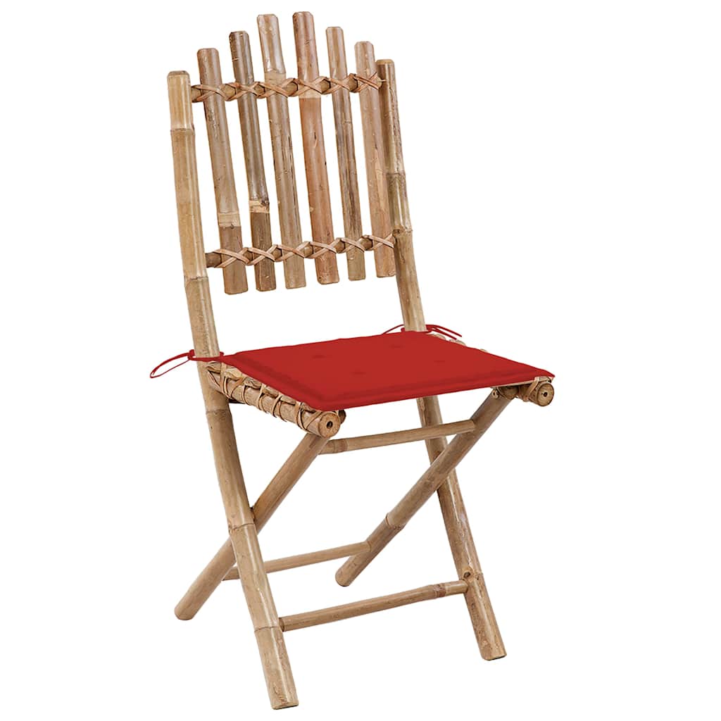 5-dijelni sklopivi vrtni blagovaonski set od bambusa Crvena 40 x 40 x 4 cm