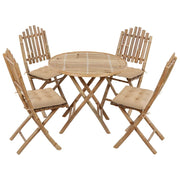 5-dijelni sklopivi vrtni blagovaonski set od bambusa Bež 40 x 40 x 7 cm