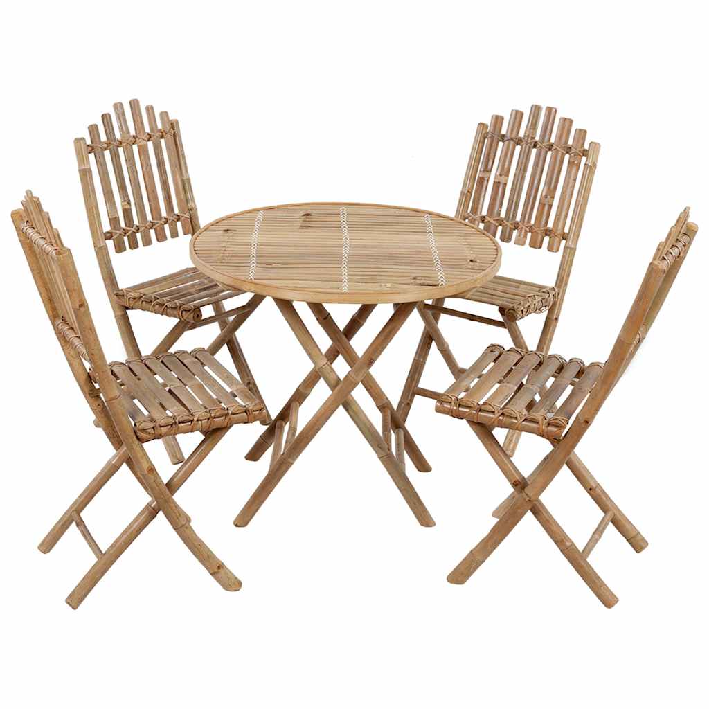 5-dijelni sklopivi vrtni blagovaonski set od bambusa Bež 40 x 40 x 7 cm
