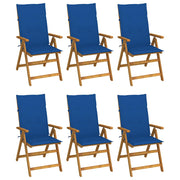 Sklopive stolice 6 kom s jastucima od punog bagremovog drveta Plava 120 x 50 x 3 cm
