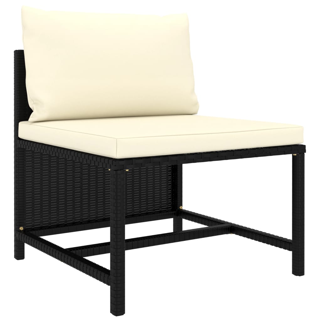 6-dijelna vrtna garnitura od poliratana s jastucima crna