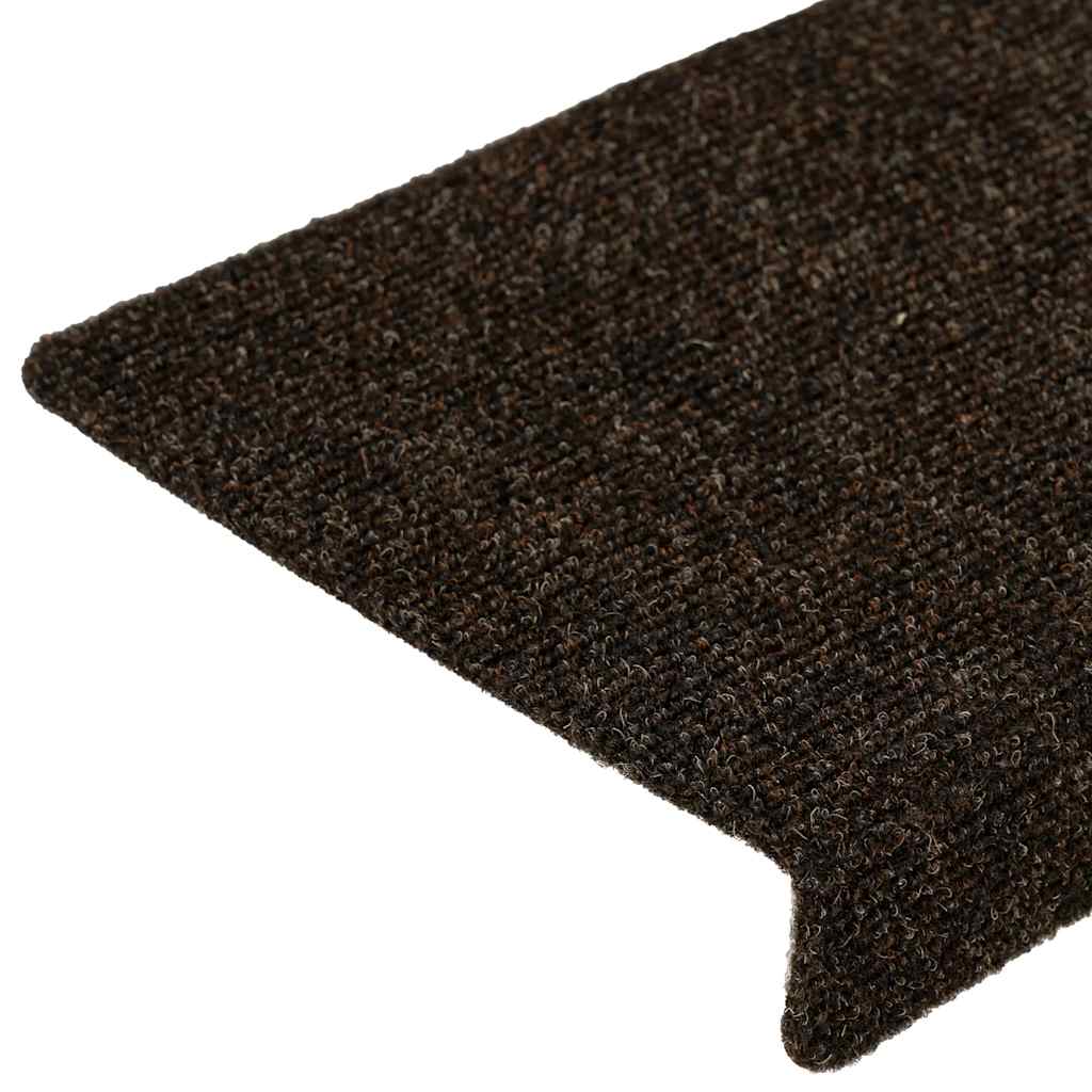 Prostirke za stepenice samoljepljive 15 kom 65x21x4 cm tamnosmeđe pravokutne rubove