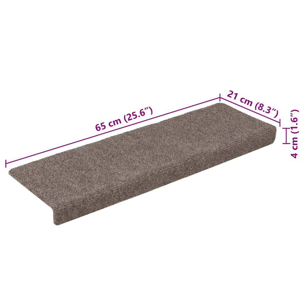 Prostirke za stepenice samoljepljive 15 kom 65x21x4 cm bež pravokutni rub