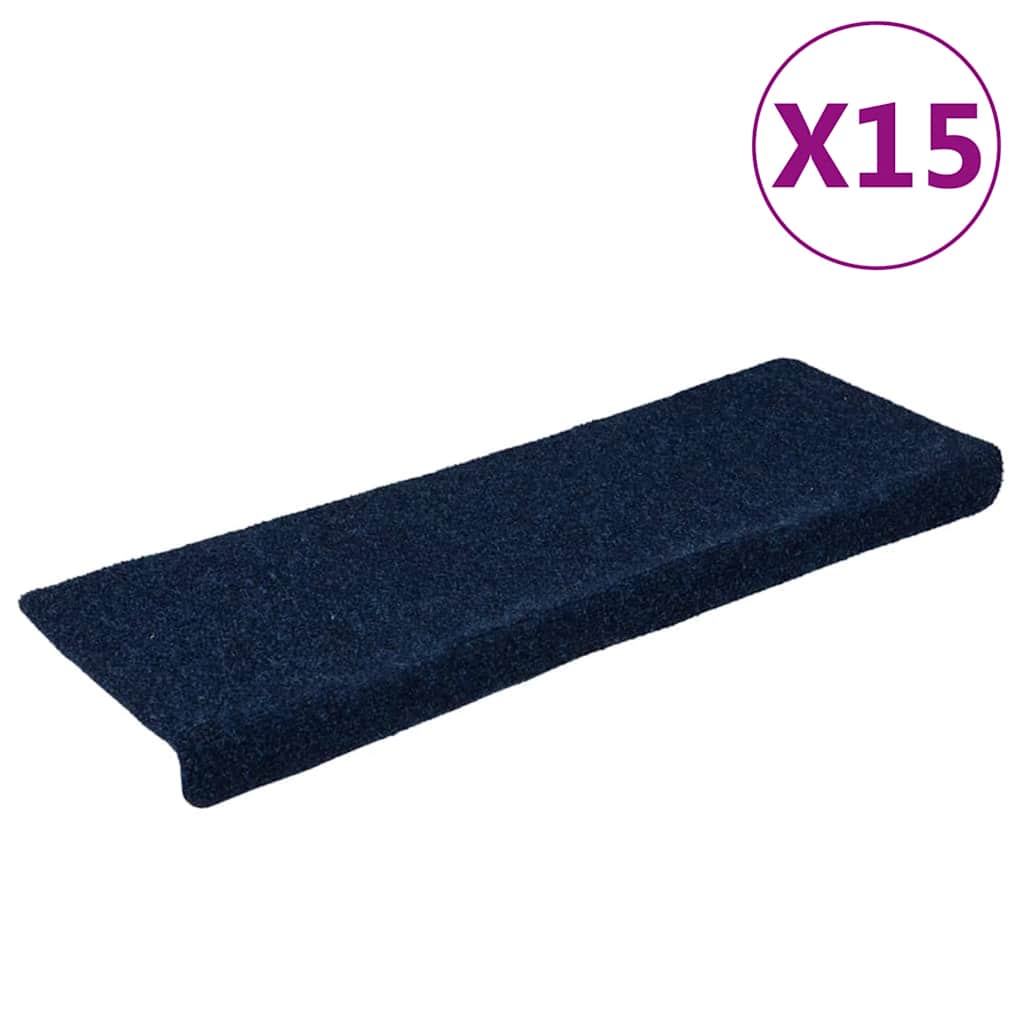 Prostirke za stepenice samoljepljive 15 kom 65x21x4 cm tamnoplave pravokutne rubove