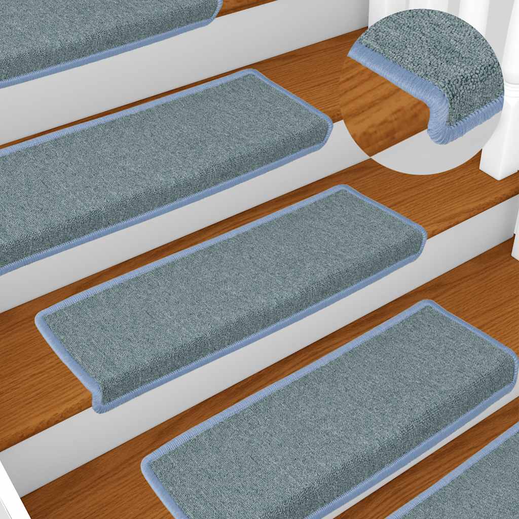 Prostirke za stepenice 15 kom 65x21x4 cm morsko plave pravokutne rubove