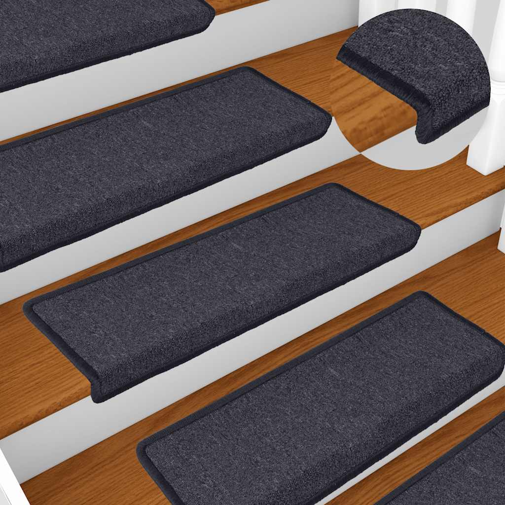 Prostirke za stepenice 15 kom 65x21x4 cm tamno sive i plave pravokutne rubove
