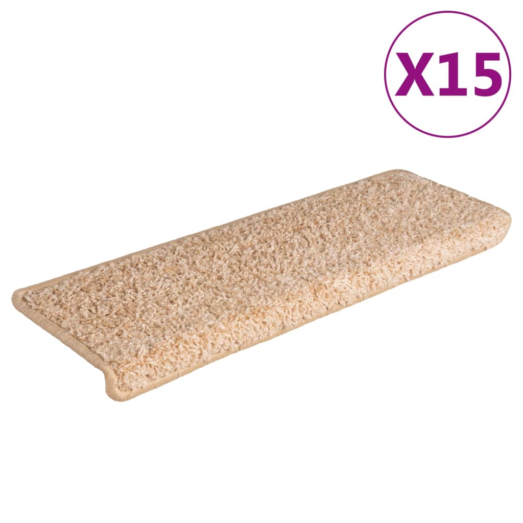 Prostirke za stepenice 15 kom 65x21x4 cm zlatne pravokutne rubove