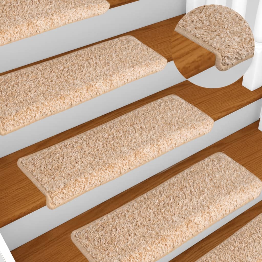 Prostirke za stepenice 15 kom 65x21x4 cm zlatne pravokutne rubove