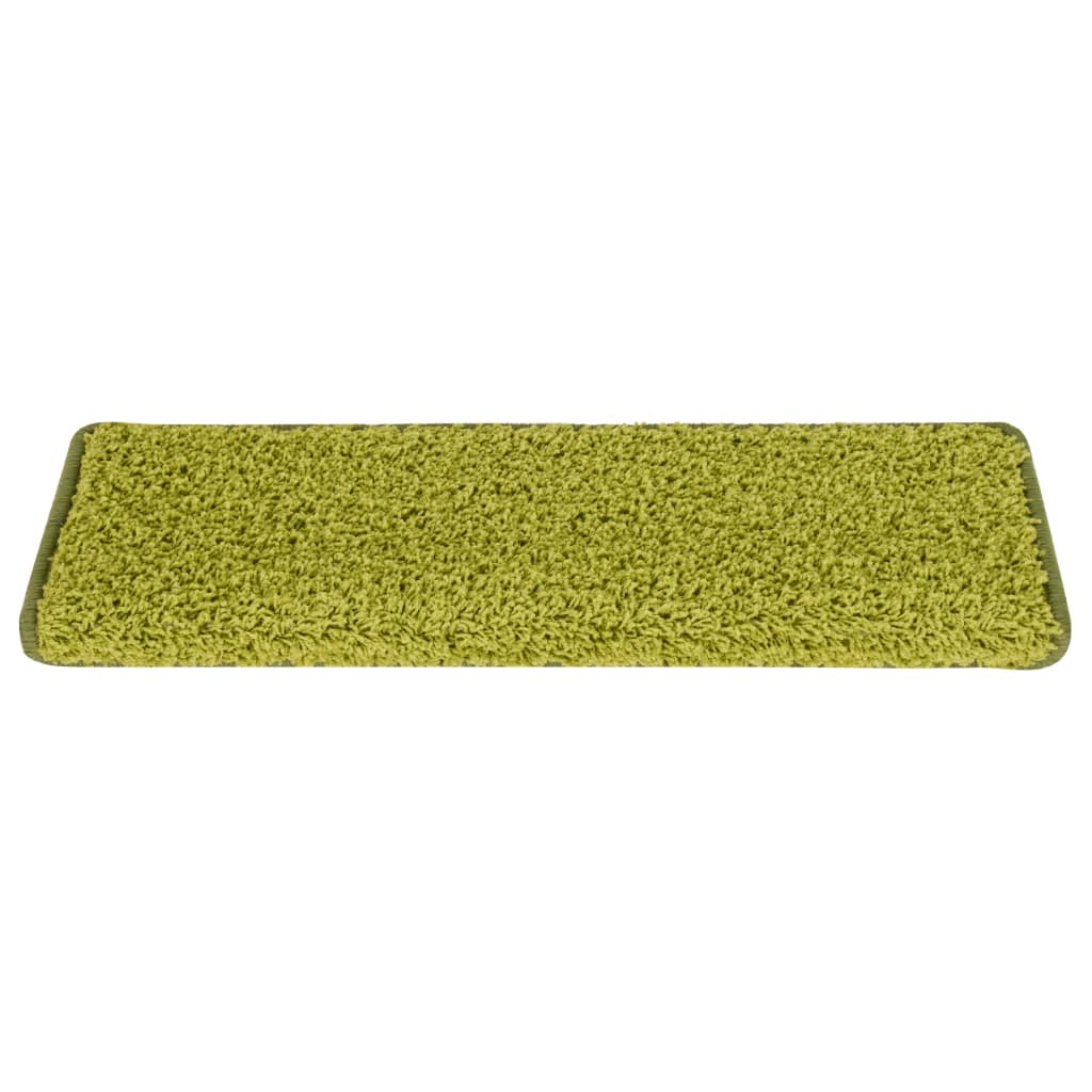 Prostirke za stepenice 15 kom 65x21x4 cm Zelene s pravokutnim rubom